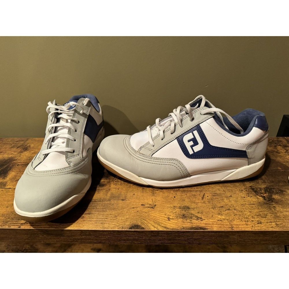FootJoy 9.5m FJ Originals‎ Men Golf Shoes 45346-White/Grey/Royal - Picture 2 of 7